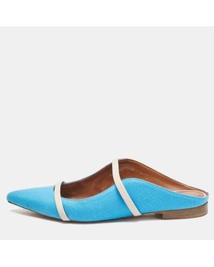 Malone Souliers Canvas And Leather Maureen Flats - Blue