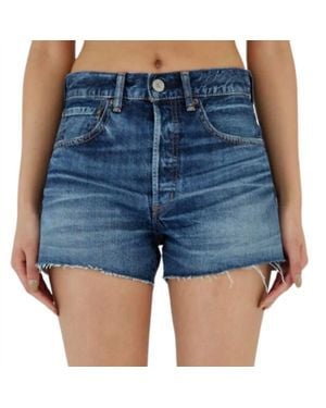 Moussy Ford Fray Hem Button Fly Shorts - Blue