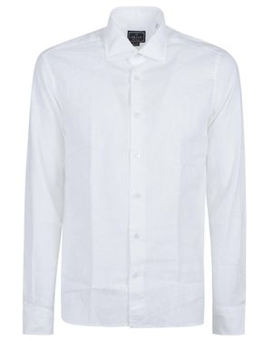 Orian Long Sleeve Slim Linen Blend Shirt - White