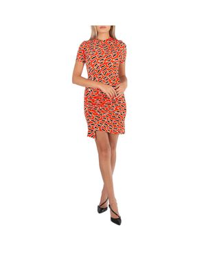 Rabanne Ladies Flash Side Drape Printed Mini Dress - Red