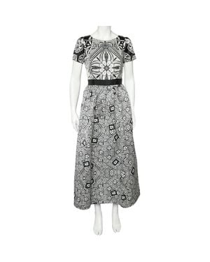 Roberto Cavalli Class Cavalli Monochrome Printed Sateen Maxi Dress - Gray