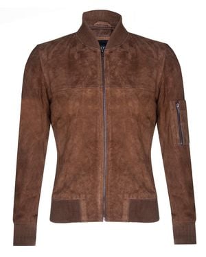 Infinity Leather Goat Suede Ma-1 Bomber Jacket-Auckland - Brown
