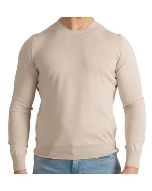 Paolo Fiorillo Slim Fit Crew Neck Sweater With Ribbed Details - Gray