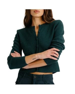 SABLYN Emilia Shoulder Pad Cardigan - Green