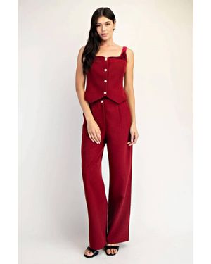 Edit by Nine Tweed Pleated Pants With Contrast - Red