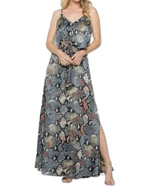 See And Be Seen Snake Skin Maxi Dress - Blue