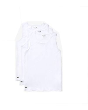 Lacoste Essentials 3 Pack Cotton Slim Fit Tank Tops - White