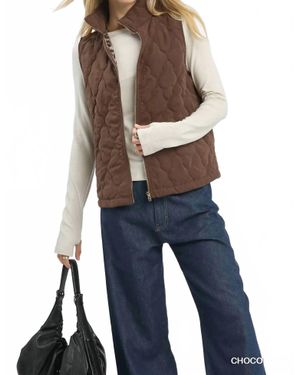 Umgee Quilted Zip Up Vest - Blue