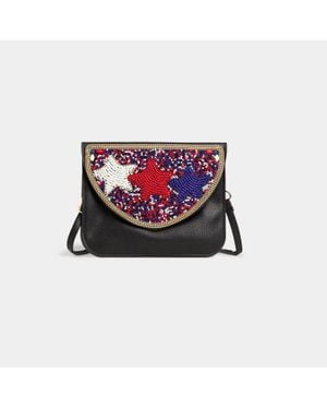 Coco + Carmen Artisan Beaded Split Pocket Crossbody Bag - Red