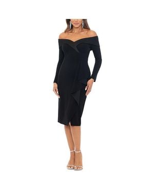 Xscape Crepe Off Shoulder Cocktail And Party Dress - Black