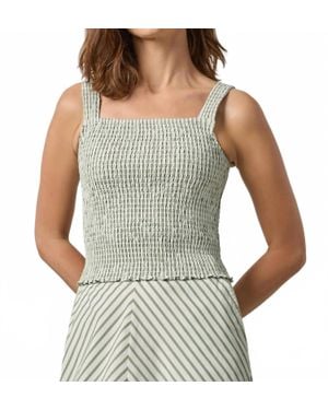 Lilla P Striped Smocked Tank Top - Gray