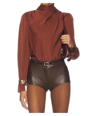 Astr Ivonne Long Sleeve Satin Top - Red