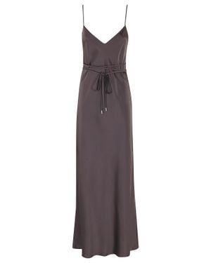 Antonelli Lukas Dual V-Neck Belted Acetate-Blend Maxi Dress - Purple