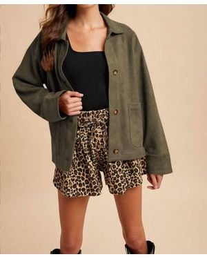 Anniewear Structured Collar & Cuffs Suede Jacket - Black