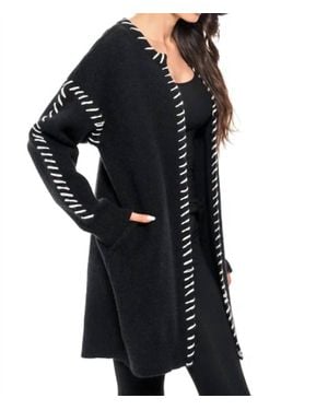 Adore Contrast Thread Detail Duster Cardigan - Black
