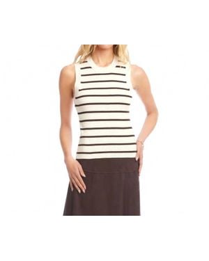Karen Kane Rebecca Ribbed Stripe Sleeveless Sweater Tank - Black