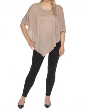 Joseph Ribkoff Metallic Sweater Knit Poncho Top - Natural