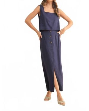 Miou Muse Button And Slit Front Long Skirt - Blue