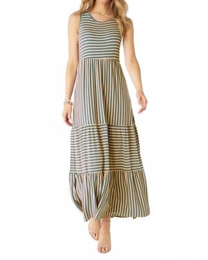 Coco + Carmen Janie Striped Tiered Maxi Dress - Green