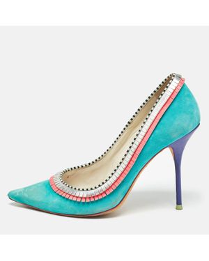 Sophia Webster Suede And Leather Pointed Toe Pumps - Blue