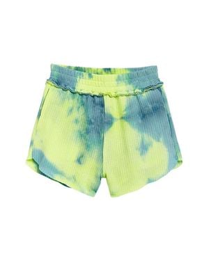 Tractr Jeans Smocked Waist Tie Dye Knit Short - Blue