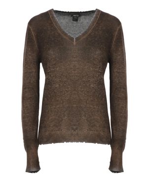 Avant Toi Textured V-Neck Sweater - Brown