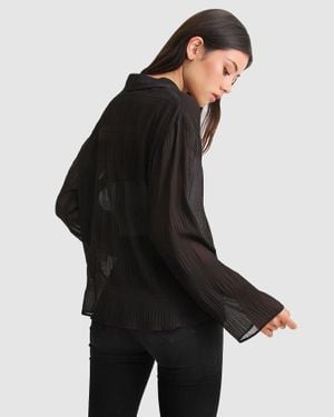 Belle & Bloom Yoko Shirred Chiffon Blouse - Black
