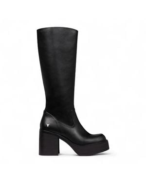Windsor Smith Faux Leather Knee-High Platform Heel Boots - Black