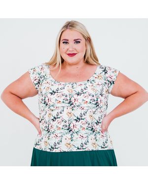 Calypsa Plus Cap Sleeve Zoey Crop Swim Top - Gray