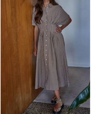 By Together Belvedere Gingham Shirt Dress - Brown