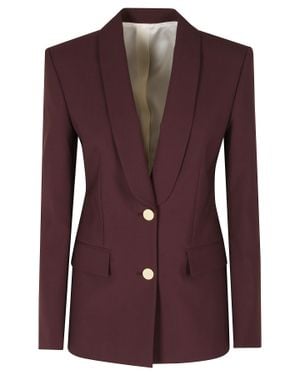 Alberta Ferretti Tropical Wool Buttons Viscose-Blend Blazer - Purple