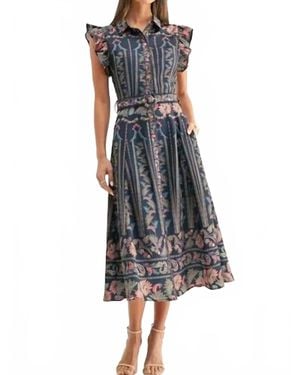 Adelyn Rae Karly Ruffled Midi Dress - Multicolor