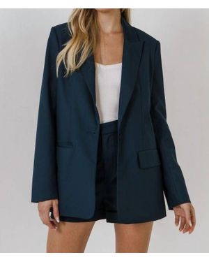 Endless Rose Single Breasted Blazer - Blue