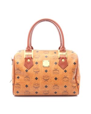 MCM Visetos Handbag Pvc Coated Canvas Leather - Orange
