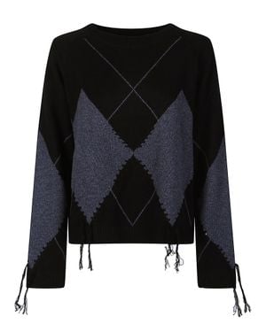 Pinko Berna Cropped Argyle Sweater - Black