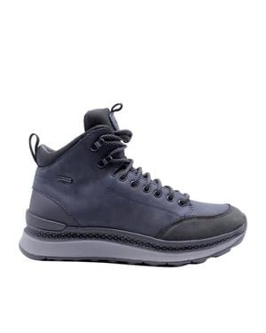 Geox Spherica Actif High-Top Padded Collar Leather Ankle Boots - Blue