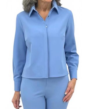 Estelle and Finn Crop Back Pleated Shirt - Blue