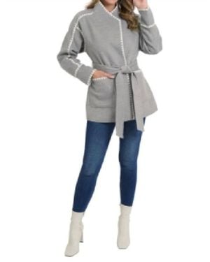 Love Token Lexa Cross Stitch Edge Jacket - Gray