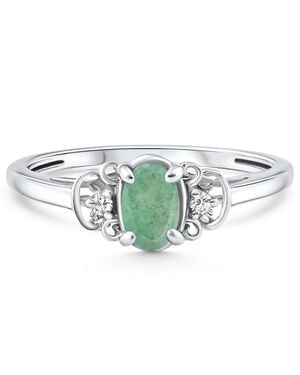 Pompeii3 1/2Ct Oval Emerald & Lab Grown Diamond Ring 10K - Green