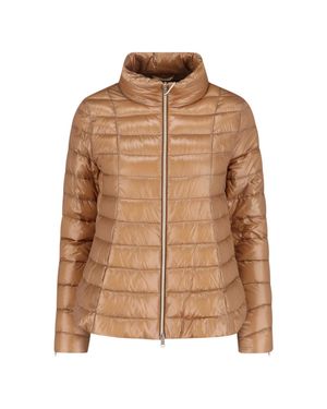 Herno Classic Tailored Jacket With Structured Collar And Glossy Finish - Brown