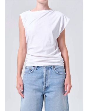 Agolde Beth Cap Sleeve Tee - Blue