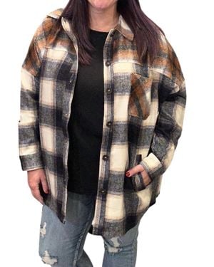 Zenana Colorblock Plaid Longline Shacket - Black