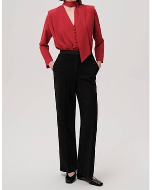 Exquise Ida Straight Leg Pants - Red
