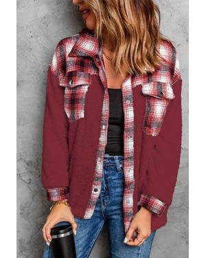 Tracies Sherpa Plaid Shacket - Red