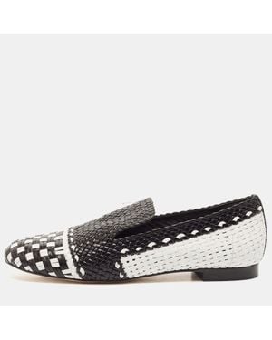 Stuart Weitzman Woven Leather Riviera Smoking Slippers - Black
