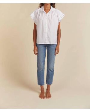 Trovata Marianne B Ruffle Sleeve Shirt In White - Natural