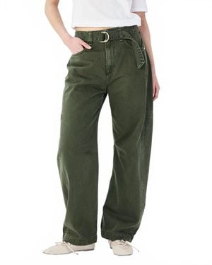 Rag & Bone Charlie High Rise Barrel Belted Jeans - Green