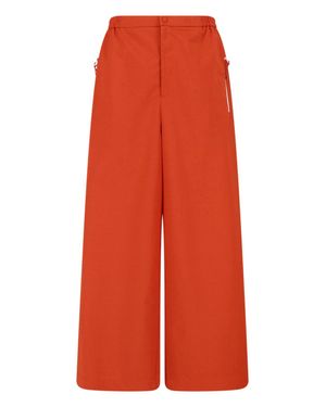 Lacoste Wide-Leg Taffeta Elastic Pants - Red