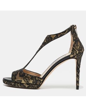 Jimmy Choo Lace And Lurex Fabric Lana Sandals - Black