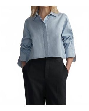 A.L.C. Maude Cropped Cotton Stripe Shirt - Blue